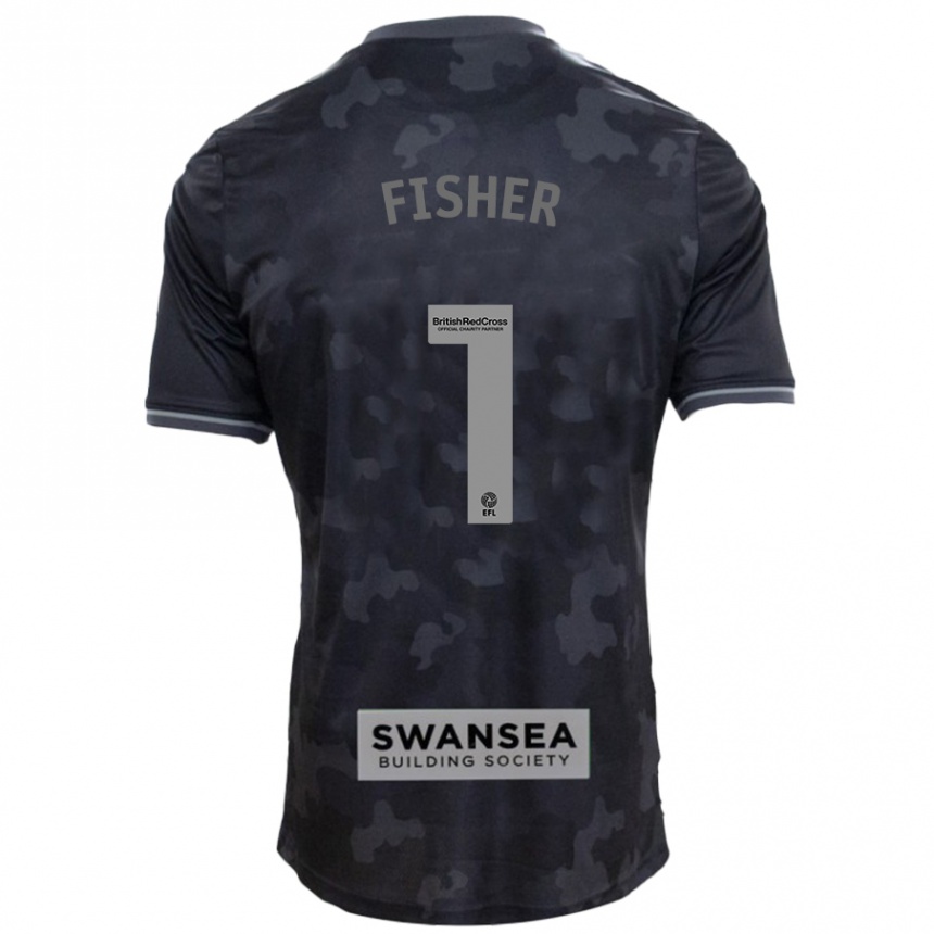 Men Football Andy Fisher #1 Black Away Jersey 2024/25 T-Shirt Za