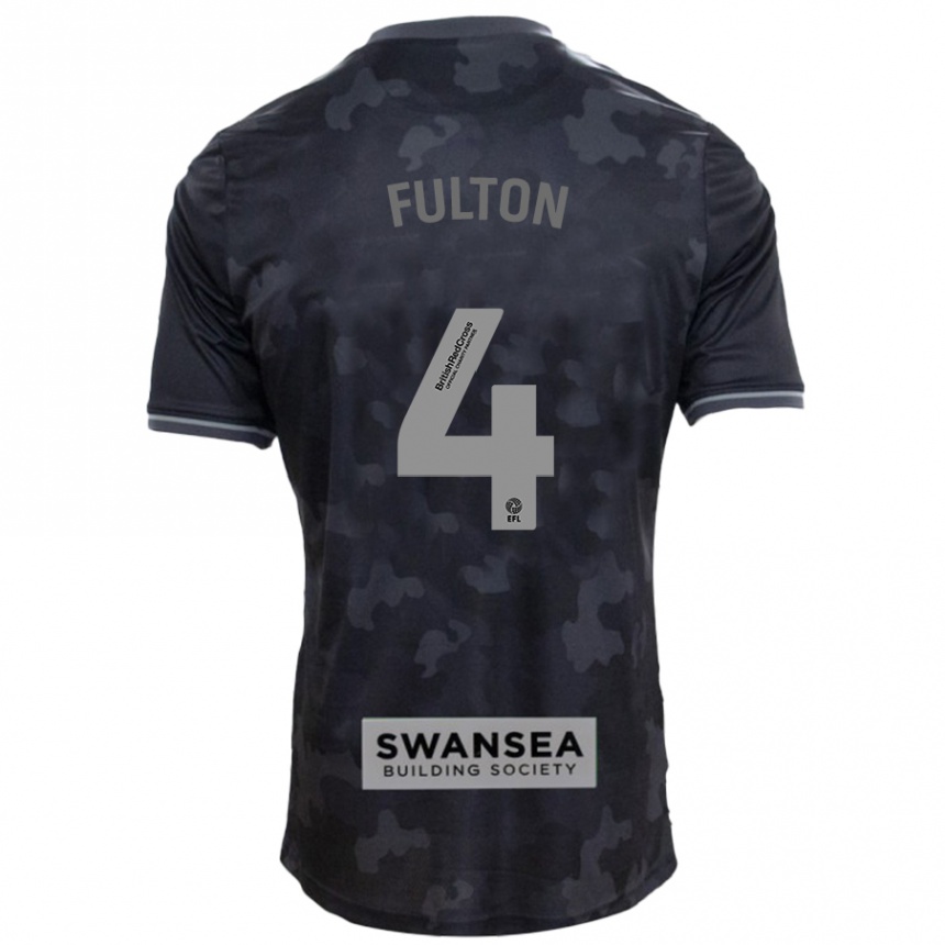 Men Football Jay Fulton #4 Black Away Jersey 2024/25 T-Shirt Za