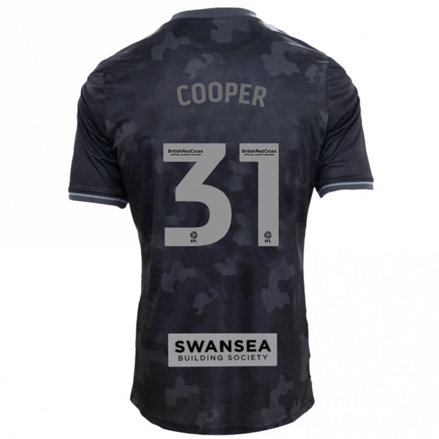 Men Football Oliver Cooper #31 Black Away Jersey 2024/25 T-Shirt Za