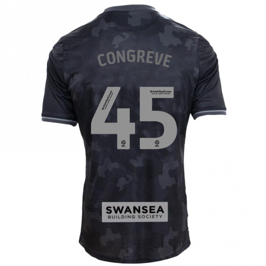 Men Football Cameron Congreve #45 Black Away Jersey 2024/25 T-Shirt Za