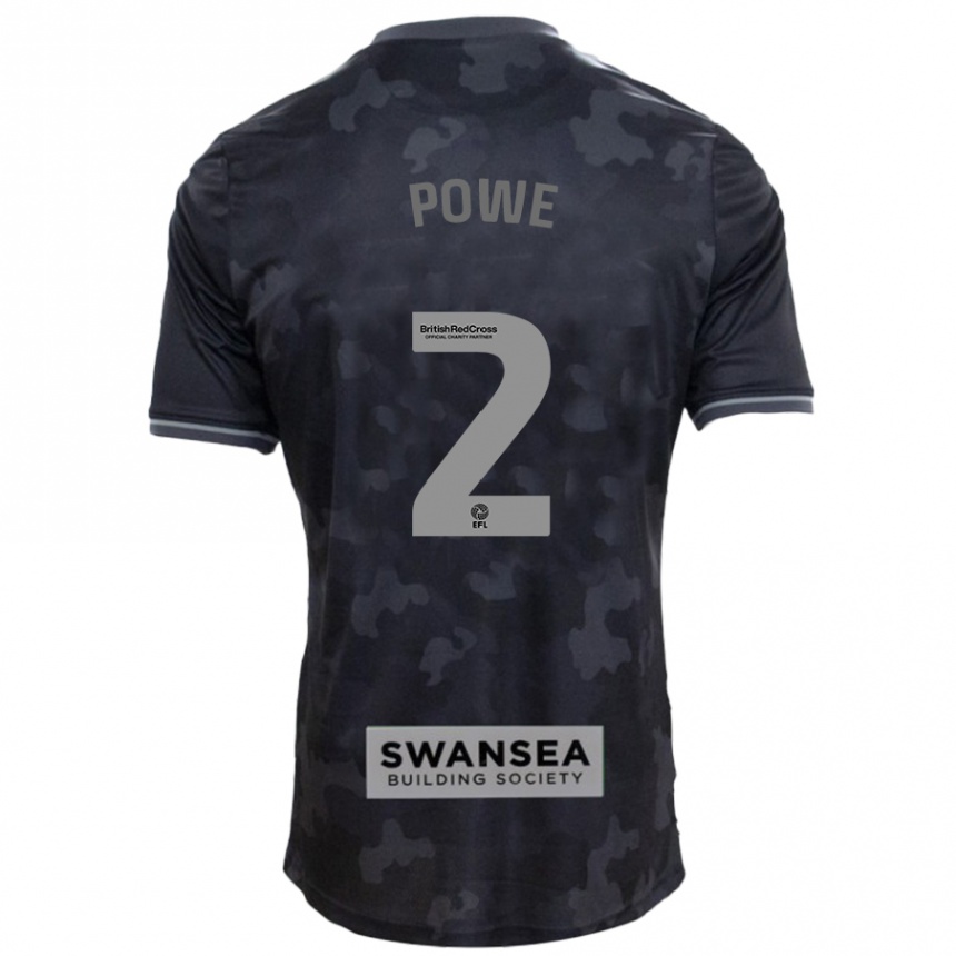 Men Football Alicia Powe #2 Black Away Jersey 2024/25 T-Shirt Za