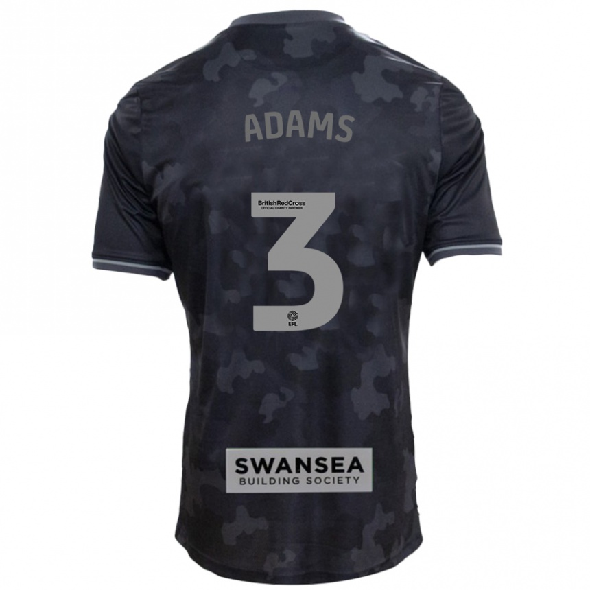 Men Football Sarah Adams #3 Black Away Jersey 2024/25 T-Shirt Za