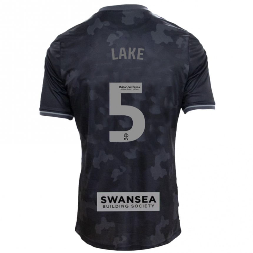 Men Football Ellie Lake #5 Black Away Jersey 2024/25 T-Shirt Za