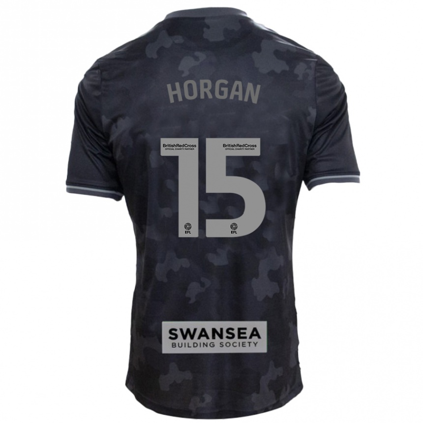 Men Football Gwenan Horgan #15 Black Away Jersey 2024/25 T-Shirt Za