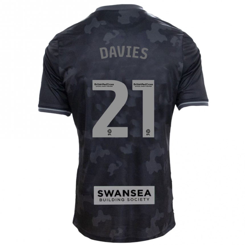 Men Football Laura Davies #21 Black Away Jersey 2024/25 T-Shirt Za