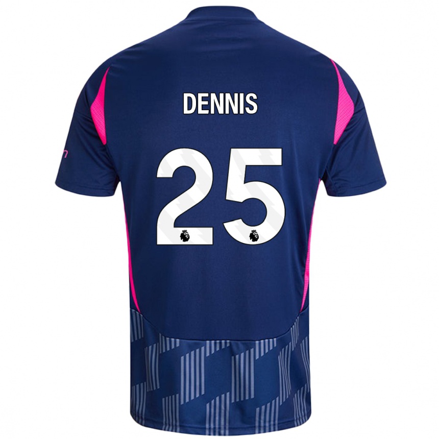 Men Football Emmanuel Dennis #25 Royal Blue Pink Away Jersey 2024/25 T-Shirt Za