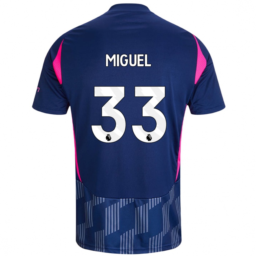 Men Football Carlos Miguel #33 Royal Blue Pink Away Jersey 2024/25 T-Shirt Za