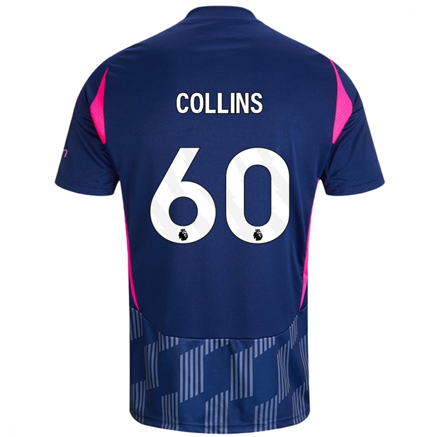 Men Football Sam Collins #60 Royal Blue Pink Away Jersey 2024/25 T-Shirt Za