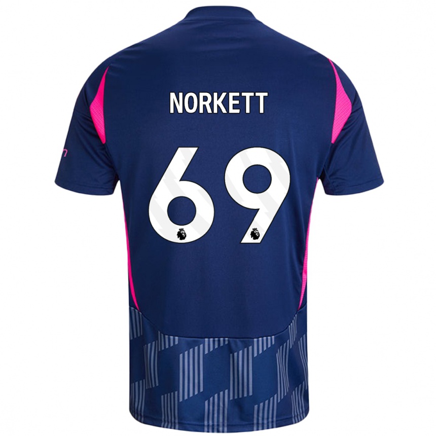 Men Football Manni Norkett #69 Royal Blue Pink Away Jersey 2024/25 T-Shirt Za