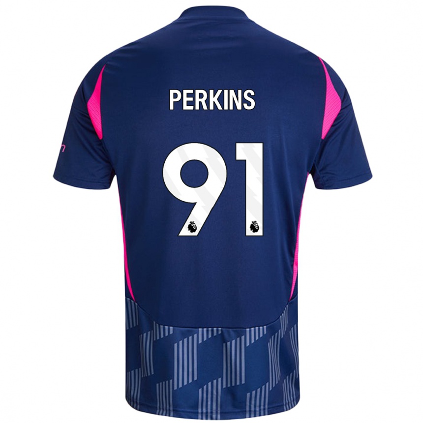 Men Football Jack Perkins #91 Royal Blue Pink Away Jersey 2024/25 T-Shirt Za