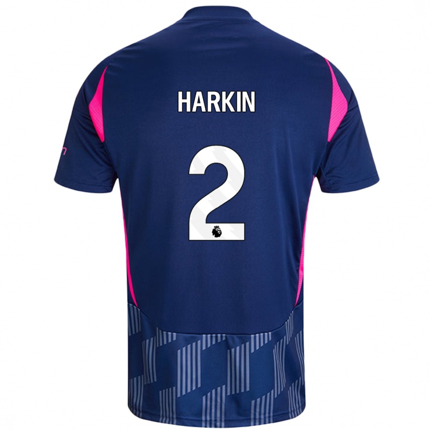 Men Football Lyndsey Harkin #2 Royal Blue Pink Away Jersey 2024/25 T-Shirt Za