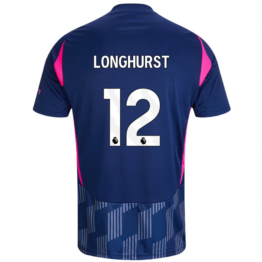 Men Football Kate Longhurst #12 Royal Blue Pink Away Jersey 2024/25 T-Shirt Za