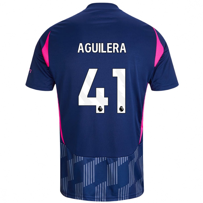 Men Football Brandon Aguilera #41 Royal Blue Pink Away Jersey 2024/25 T-Shirt Za