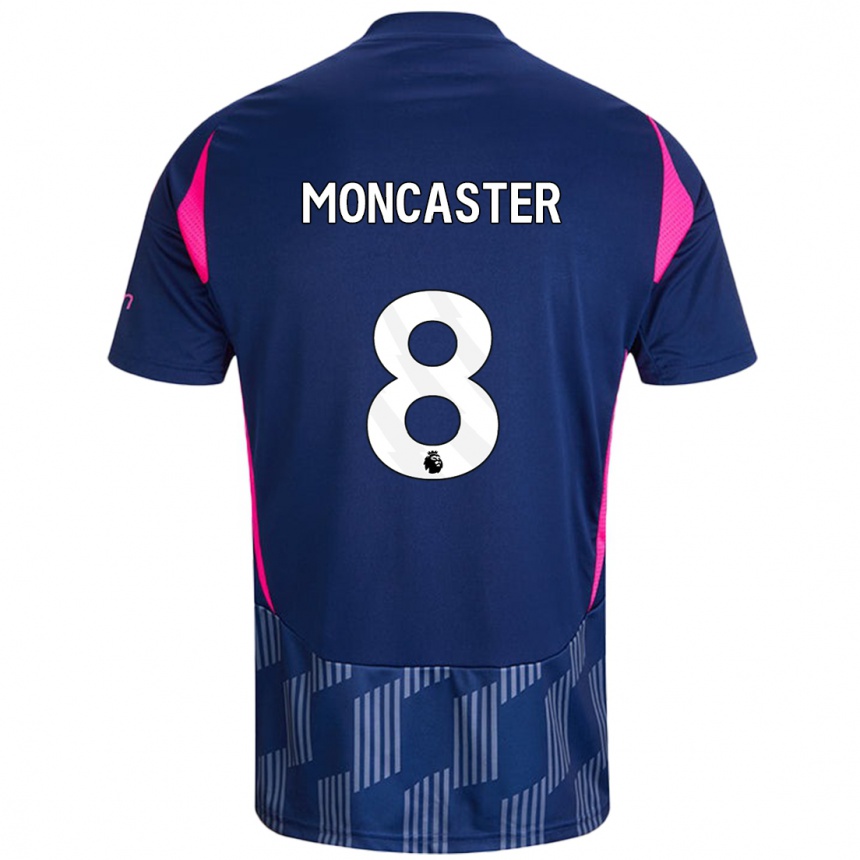 Men Football Mai Moncaster #8 Royal Blue Pink Away Jersey 2024/25 T-Shirt Za