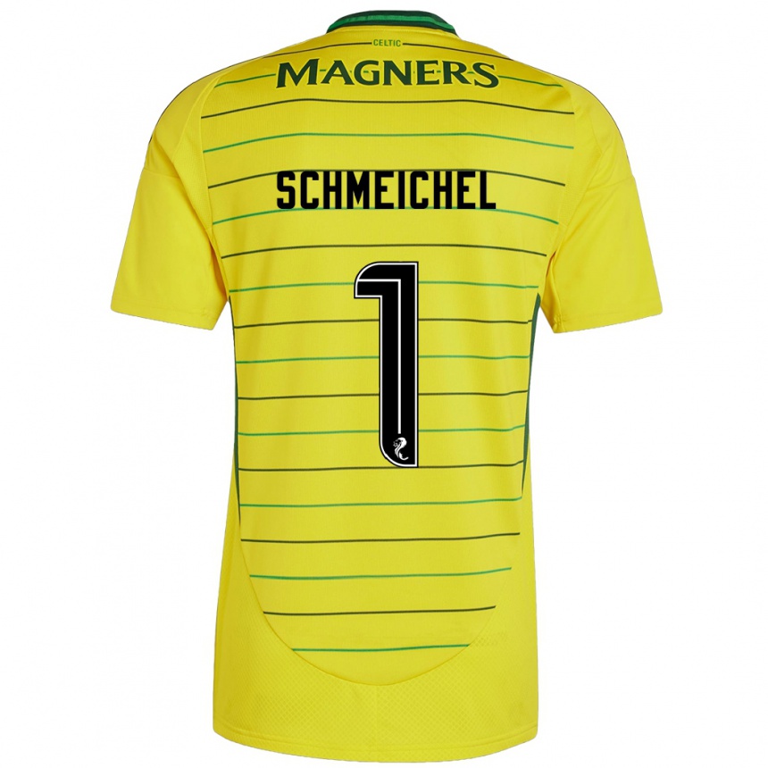 Men Football Kasper Schmeichel #1 Yellow Away Jersey 2024/25 T-Shirt Za