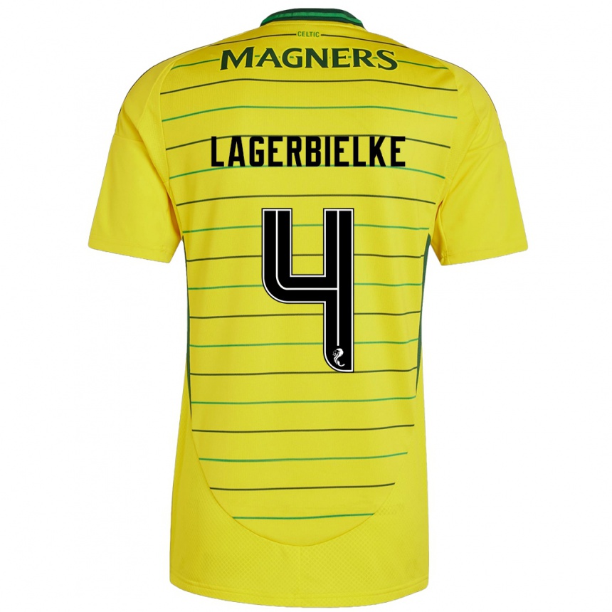 Men Football Gustaf Lagerbielke #4 Yellow Away Jersey 2024/25 T-Shirt Za