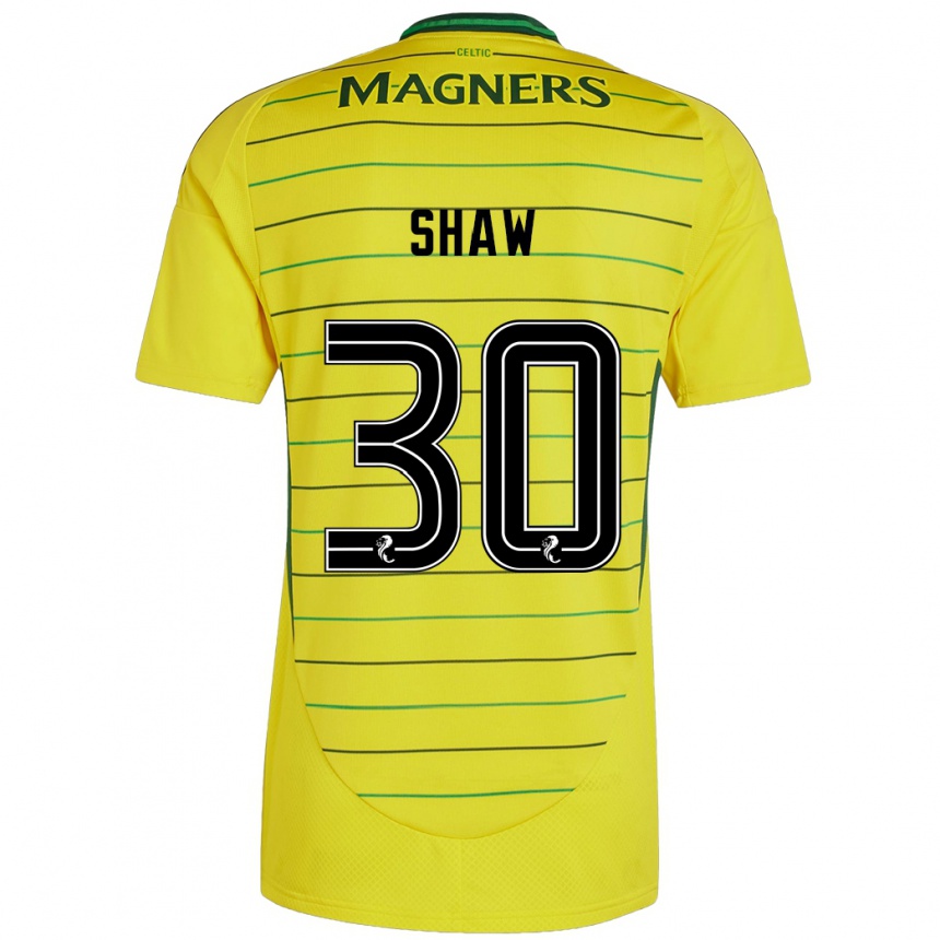 Men Football Liam Shaw #30 Yellow Away Jersey 2024/25 T-Shirt Za