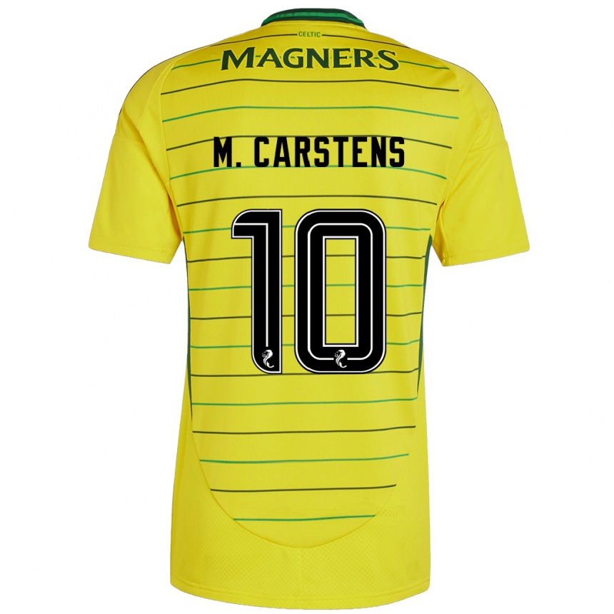 Men Football Mathilde Carstens #10 Yellow Away Jersey 2024/25 T-Shirt Za