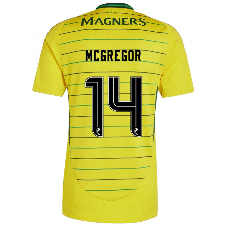 Men Football Shannon Mcgregor #14 Yellow Away Jersey 2024/25 T-Shirt Za