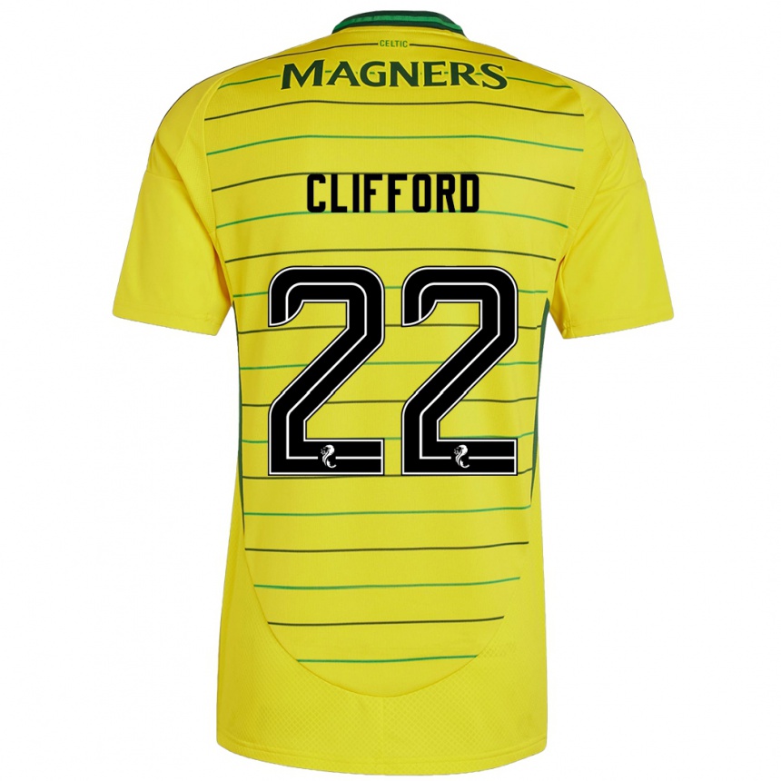 Men Football Lucy Ashworth-Clifford #22 Yellow Away Jersey 2024/25 T-Shirt Za