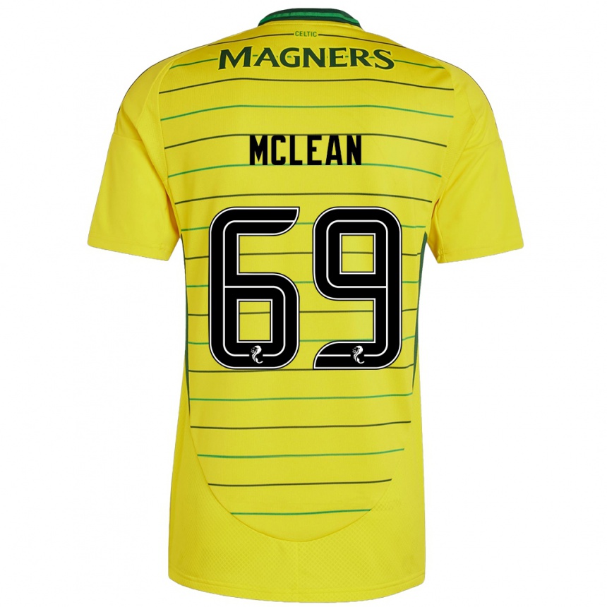 Men Football Kai Mclean #69 Yellow Away Jersey 2024/25 T-Shirt Za