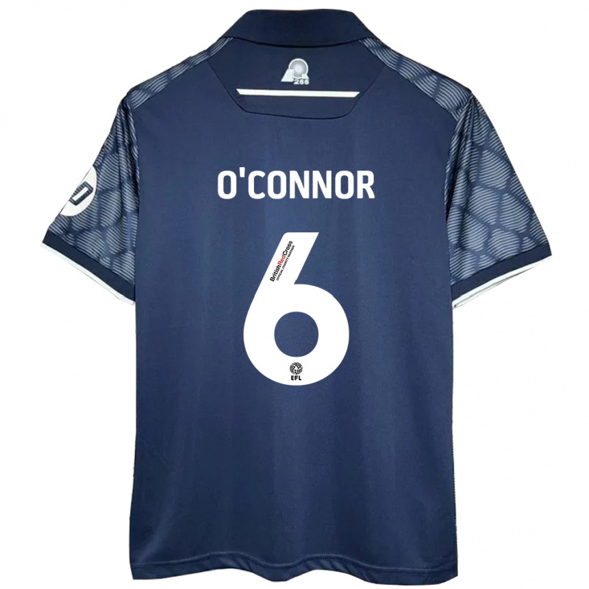 Men Football Thomas O'connor #6 Black Away Jersey 2024/25 T-Shirt Za