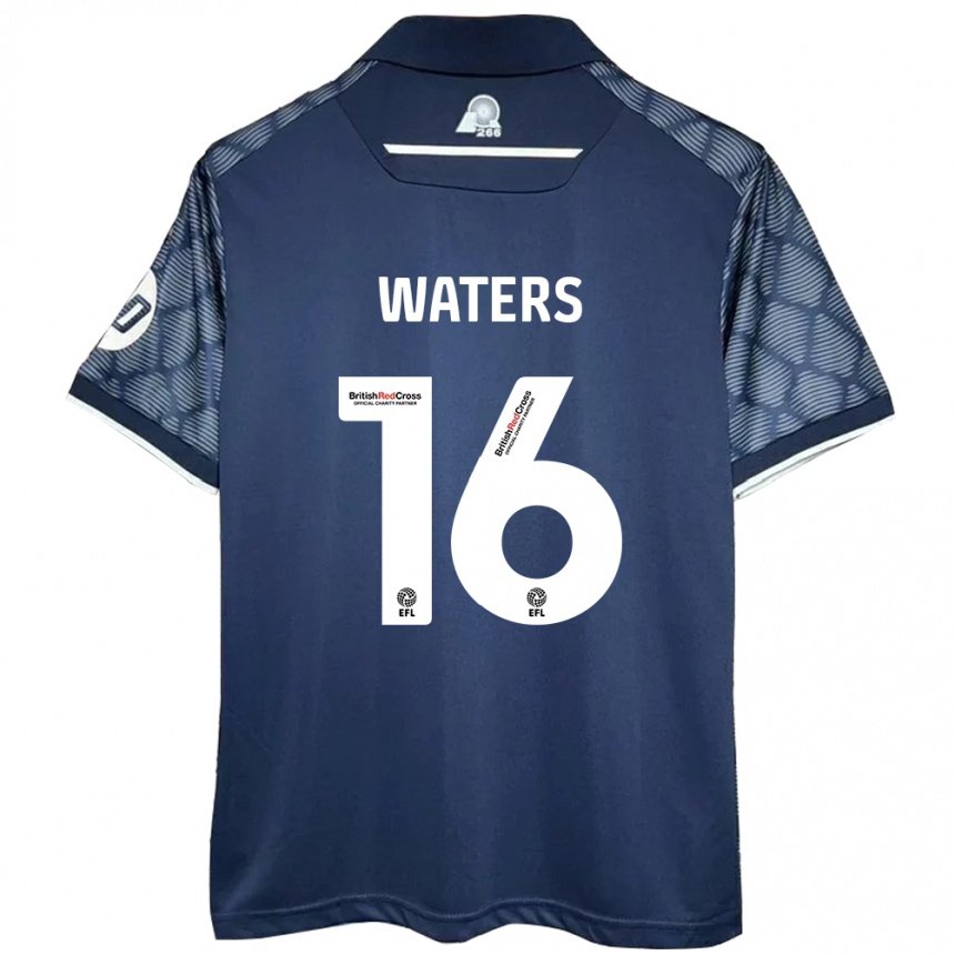 Men Football Billy Waters #16 Black Away Jersey 2024/25 T-Shirt Za