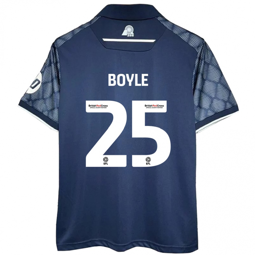 Men Football Will Boyle #25 Black Away Jersey 2024/25 T-Shirt Za