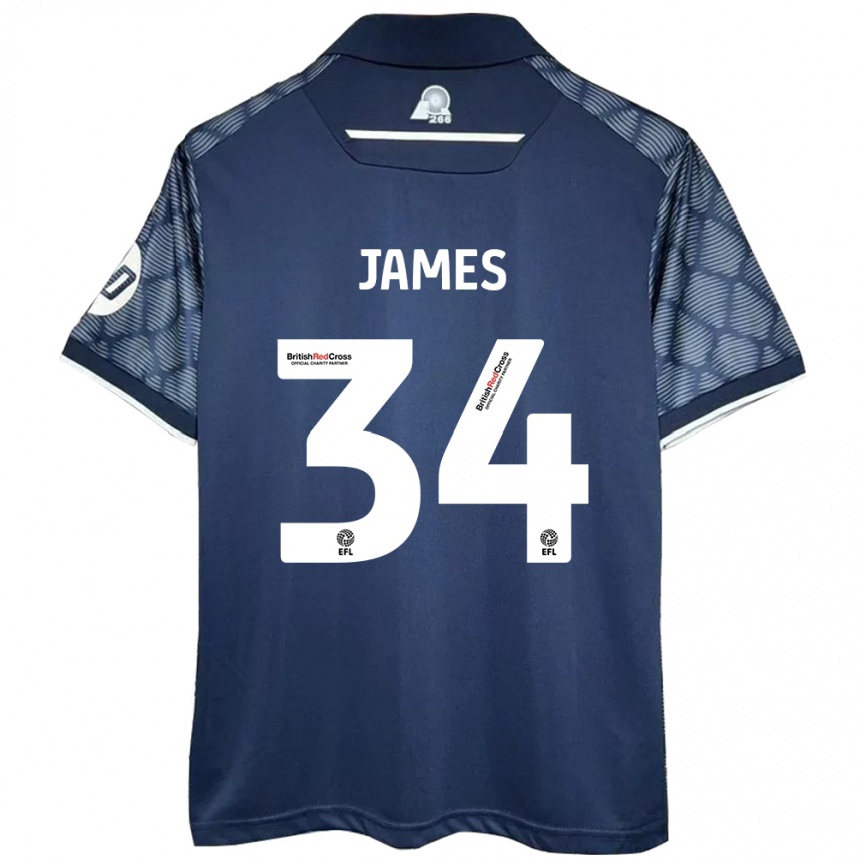 Men Football Aaron James #34 Black Away Jersey 2024/25 T-Shirt Za