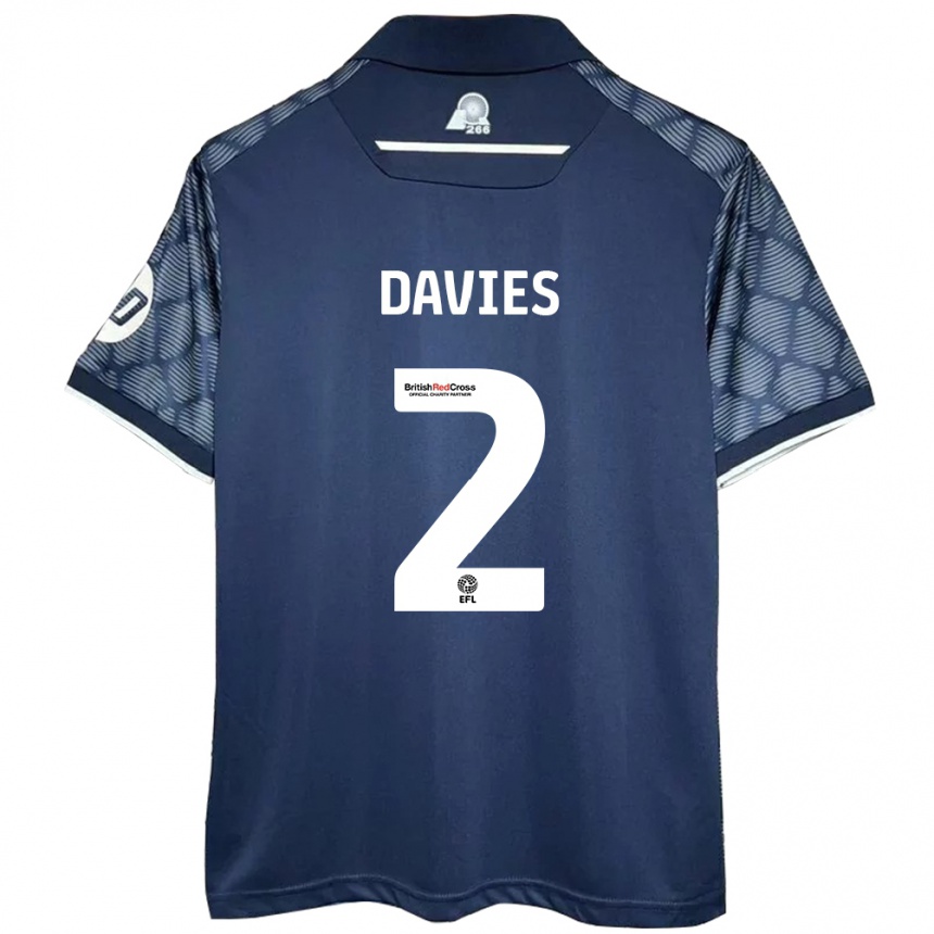 Men Football Phoebe Davies #2 Black Away Jersey 2024/25 T-Shirt Za