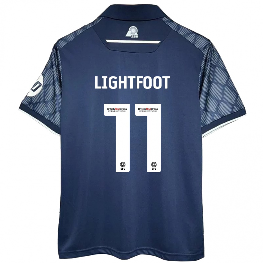 Men Football Amber Lightfoot #11 Black Away Jersey 2024/25 T-Shirt Za