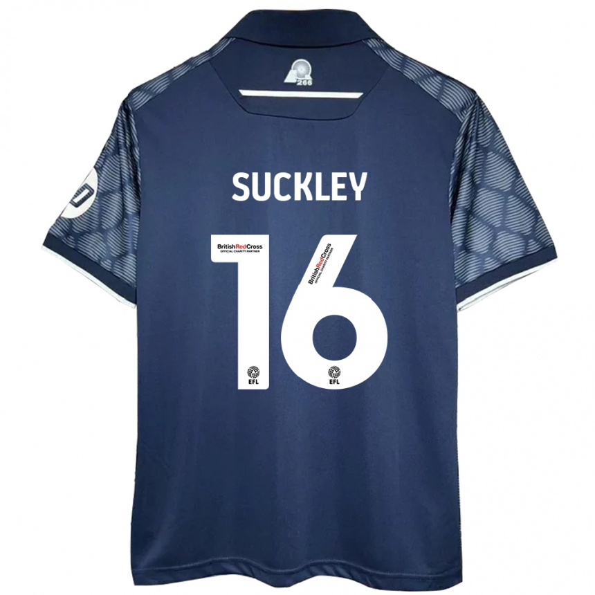 Men Football Ava Suckley #16 Black Away Jersey 2024/25 T-Shirt Za