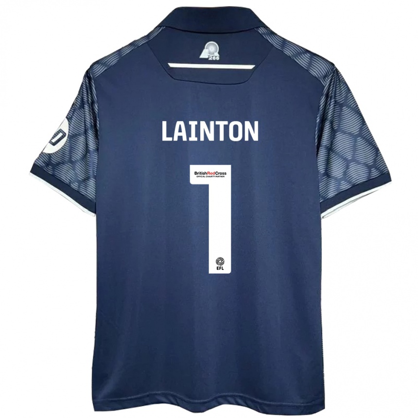 Men Football Rob Lainton #1 Black Away Jersey 2024/25 T-Shirt Za