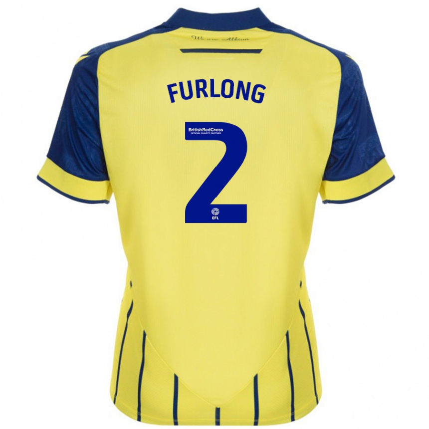 Men Football Darnell Furlong #2 Yellow Blue Away Jersey 2024/25 T-Shirt Za