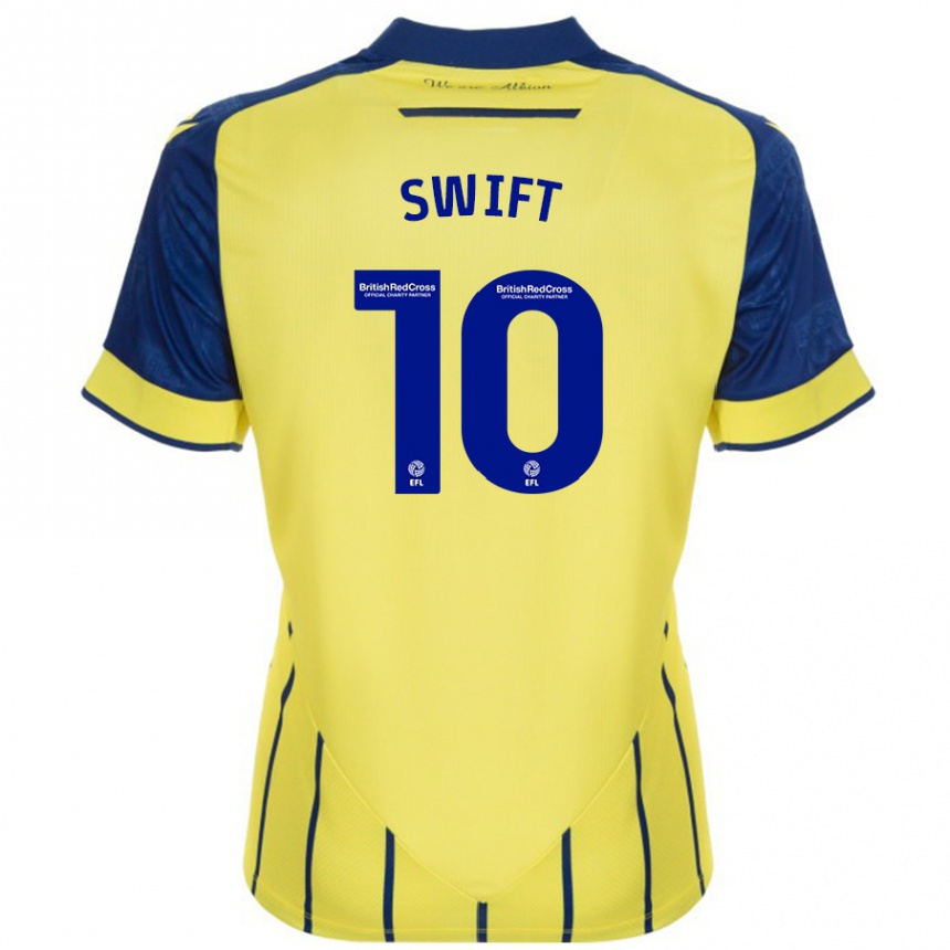 Men Football John Swift #10 Yellow Blue Away Jersey 2024/25 T-Shirt Za