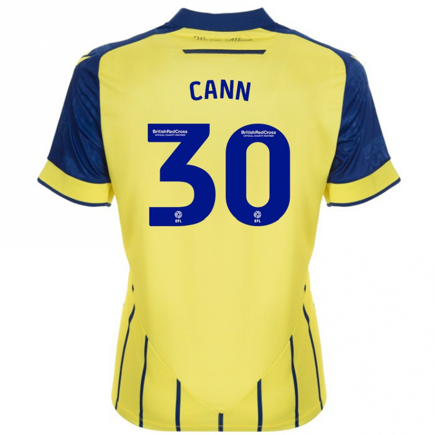 Men Football Ted Cann #30 Yellow Blue Away Jersey 2024/25 T-Shirt Za