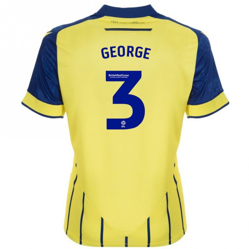 Men Football Hannah George #3 Yellow Blue Away Jersey 2024/25 T-Shirt Za