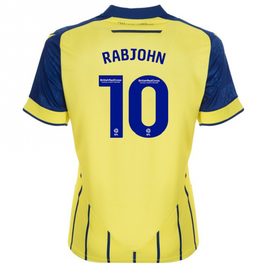 Men Football Olivia Rabjohn #10 Yellow Blue Away Jersey 2024/25 T-Shirt Za