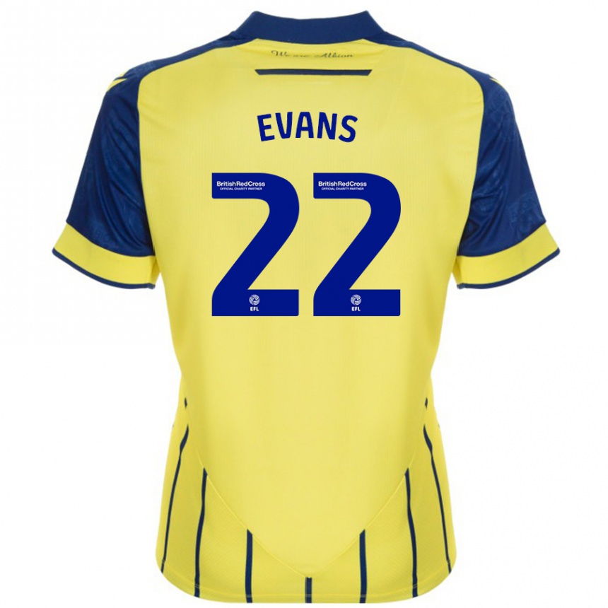 Men Football Kate Evans #22 Yellow Blue Away Jersey 2024/25 T-Shirt Za