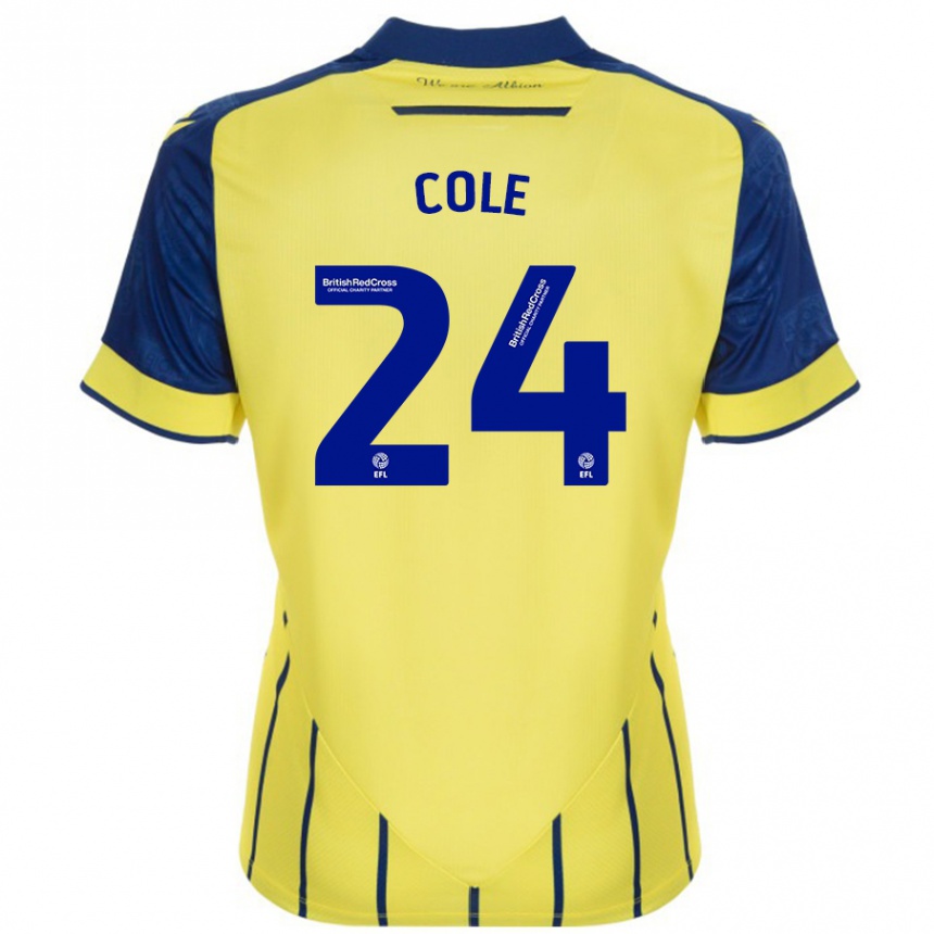 Men Football Delphi Cole #24 Yellow Blue Away Jersey 2024/25 T-Shirt Za