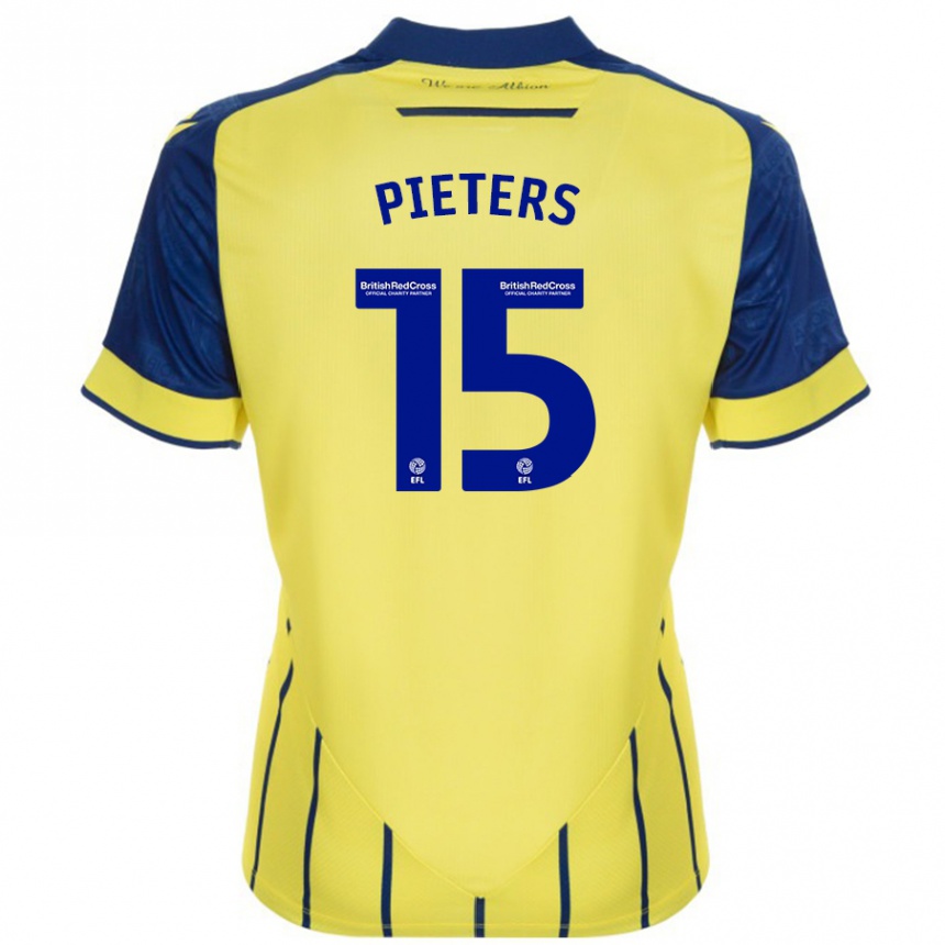 Men Football Erik Pieters #15 Yellow Blue Away Jersey 2024/25 T-Shirt Za