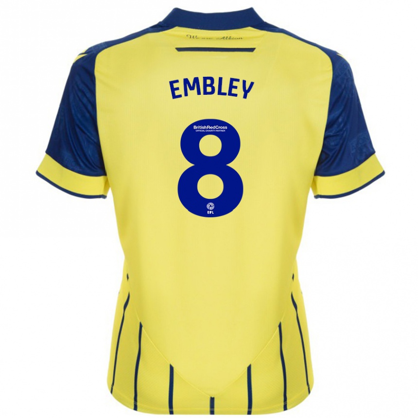 Men Football Rosie Embley #8 Yellow Blue Away Jersey 2024/25 T-Shirt Za