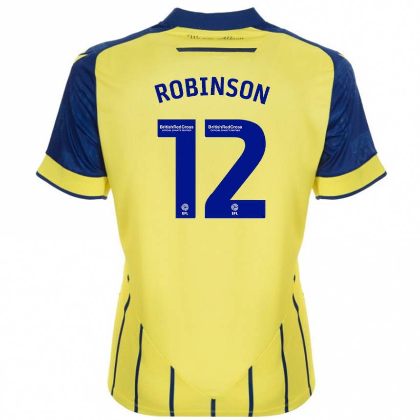 Men Football Leanne Robinson #12 Yellow Blue Away Jersey 2024/25 T-Shirt Za