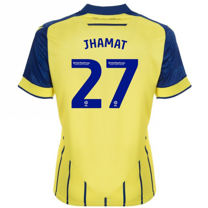 Men Football Simran Jhamat #27 Yellow Blue Away Jersey 2024/25 T-Shirt Za