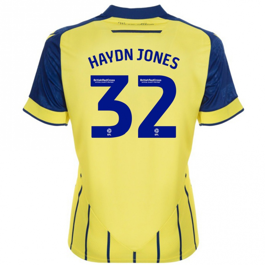 Men Football Mackenzie Haydn-Jones #32 Yellow Blue Away Jersey 2024/25 T-Shirt Za