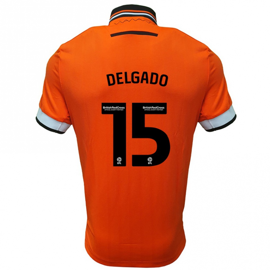 Men Football Juan Delgado #15 Orange White Away Jersey 2024/25 T-Shirt Za