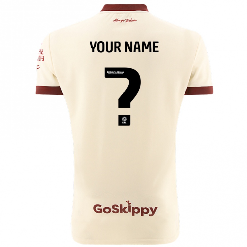 Men Football Your Name #0 Cream White Away Jersey 2024/25 T-Shirt Za