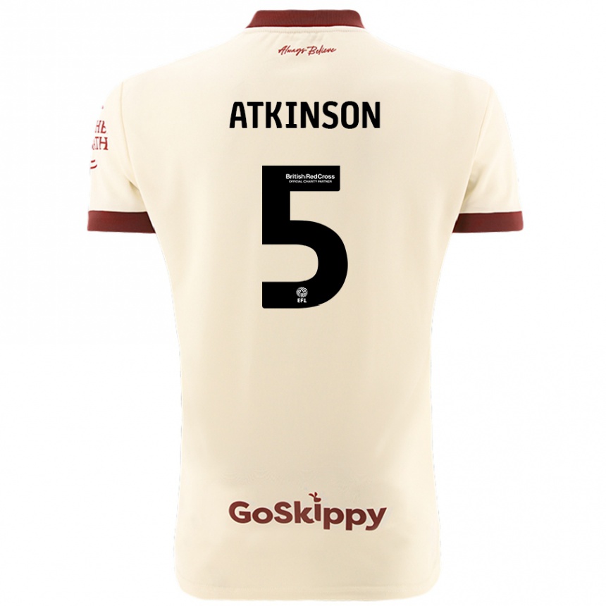 Men Football Rob Atkinson #5 Cream White Away Jersey 2024/25 T-Shirt Za