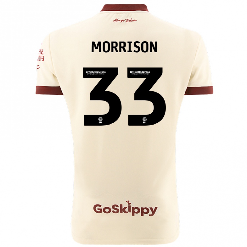 Men Football Elijah Morrison #33 Cream White Away Jersey 2024/25 T-Shirt Za