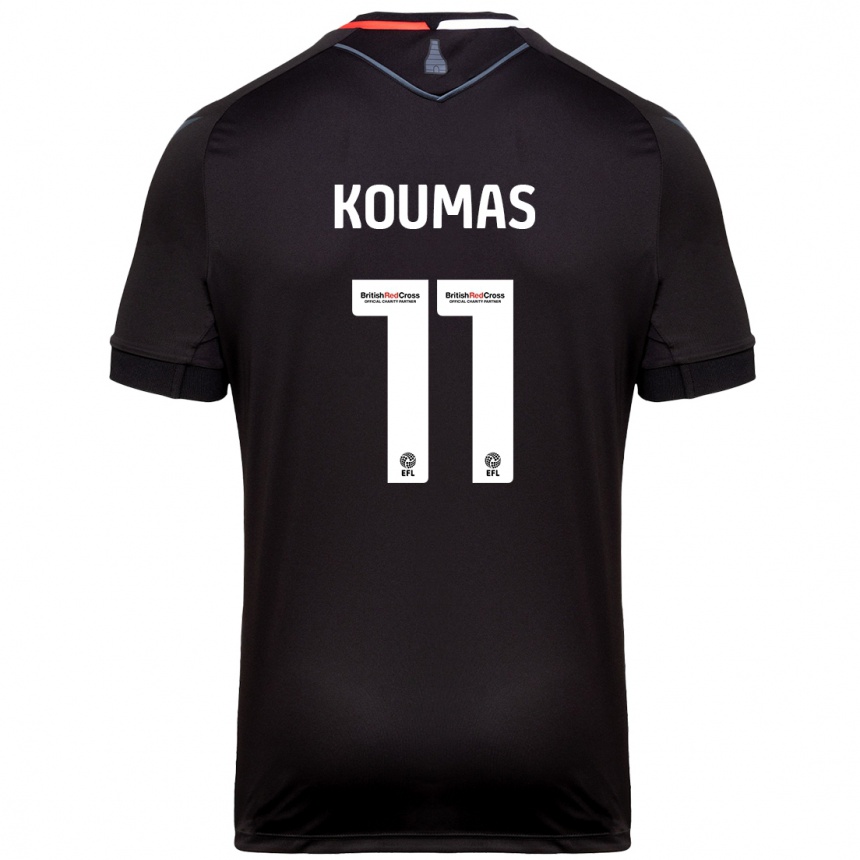 Men Football Lewis Koumas #11 Black Away Jersey 2024/25 T-Shirt Za